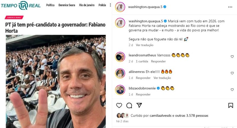 Horta no governo do Rio. O prefeito de Maricá, Fabiano Horta, foi anunciado como pré-candidato a governador do Rio nas eleições de 2026.  