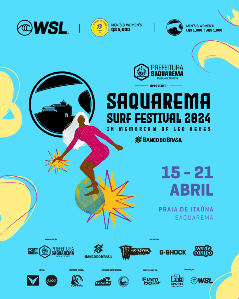 Festival de surf em Saquarema. o evento acontecerá entre os dias 15 e 21 de abril, na praia de Itaúna, Saquarema (RJ). 